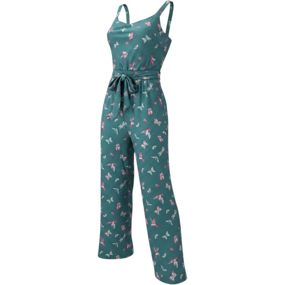 Matilda Jane Green Bird‎ Butterfly Print Wide Leg Jumpsuit Tie Waist Size S NEW